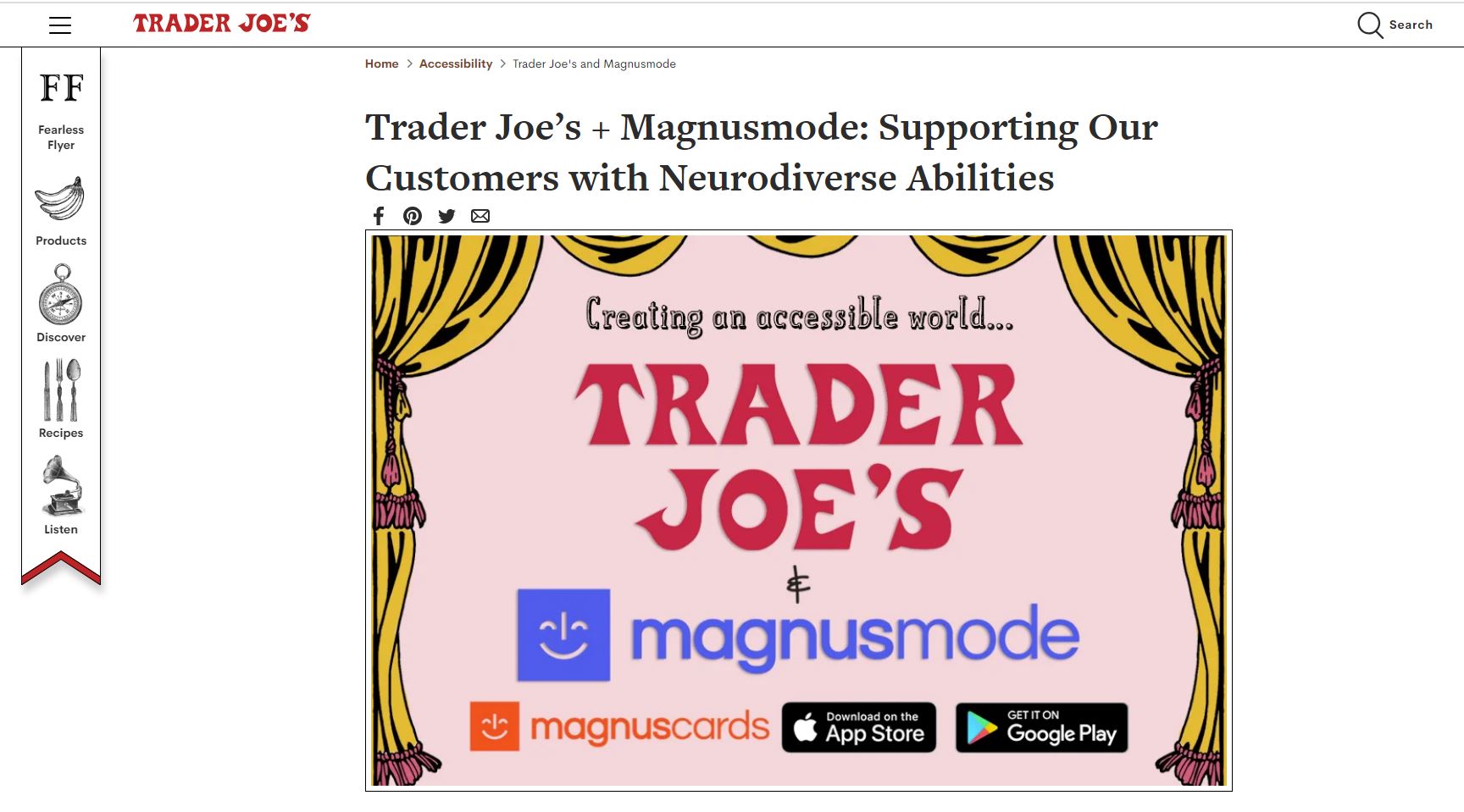 Trader Joe's poster featuring the MagnusCards app